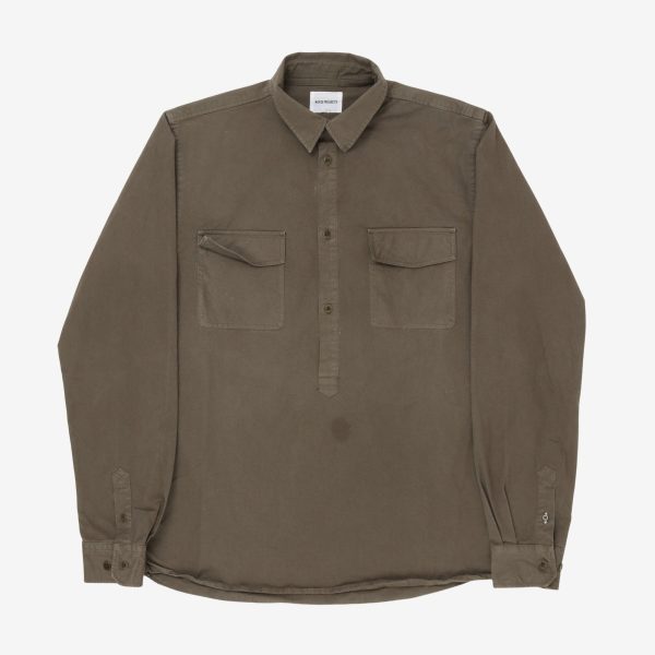 Hans Half Placket Twill Shirt on Sale