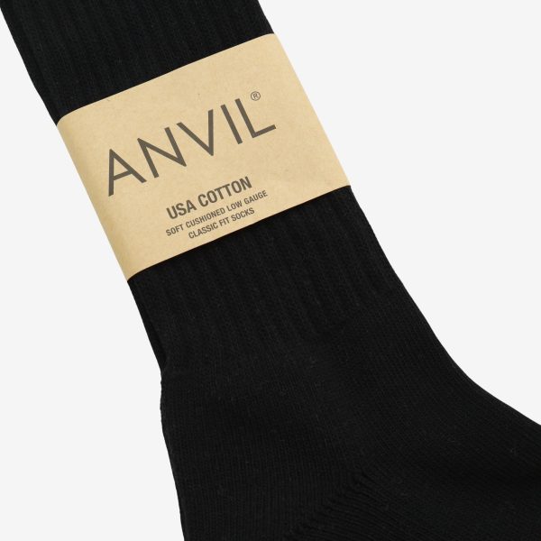 USA Cotton Crew Sock - All Black For Discount