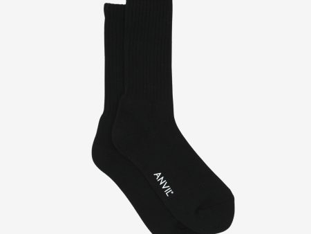 USA Cotton Crew Sock - All Black For Discount