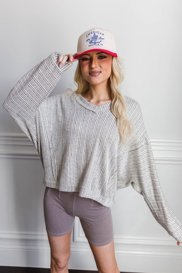 Hillsboro V Neck Sweater- Ivory Online now