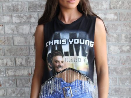 Chris Young Cropped Rhinestone Fringe Tank For Sale