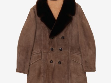 1970s Shearling Lined Suede DB Overcoat on Sale