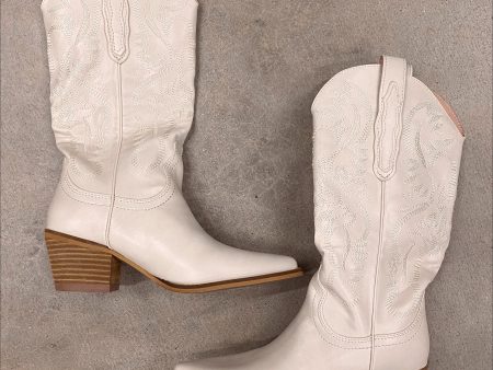 Western Cowgirl Boot - Cream Discount