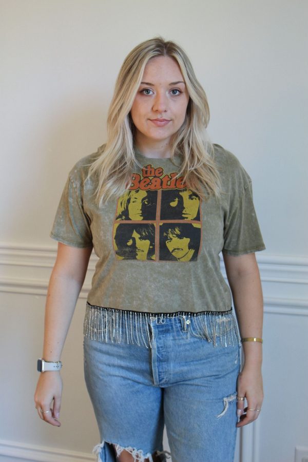 Beatles Rhinestone Fringe Tee For Discount