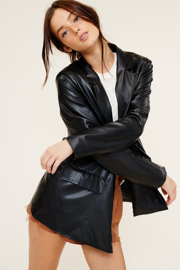 Axel Faux Leather Blazer on Sale