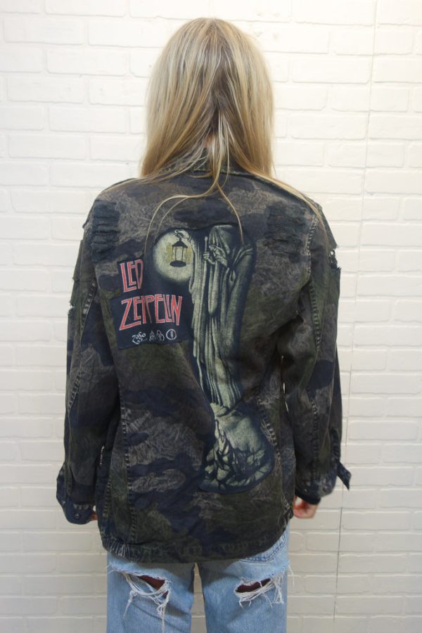 Led Zeppelin Acid Wash Camo Jacket Online