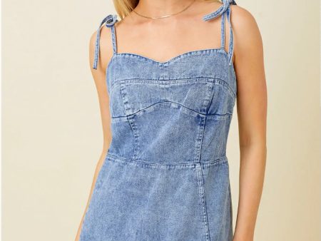 Daisy Duke Denim Tie Dress For Cheap