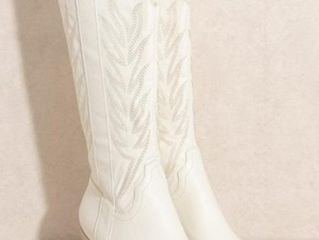 Samara Western Tall Boot- White Supply