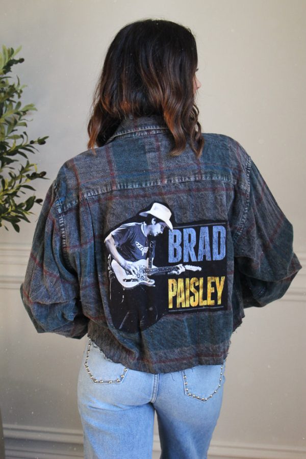 Brad Paisley Acid Wash Cropped Flannel on Sale