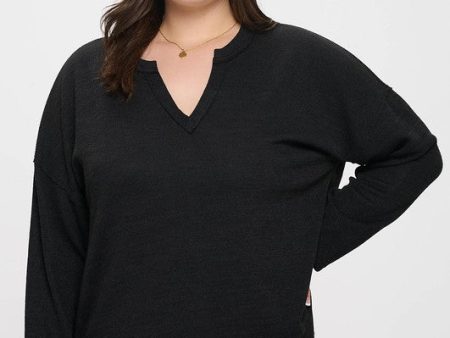 Chill Knit Sweater Top-Black Hot on Sale