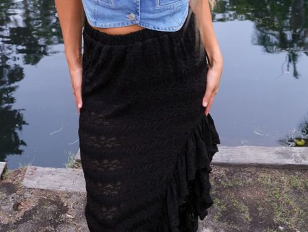 Baja Lace Maxi Skirt - Black on Sale