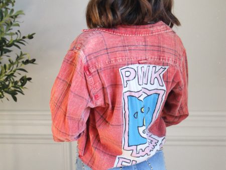 Pink Floyd Acid Wash Cropped Flannel Online Sale