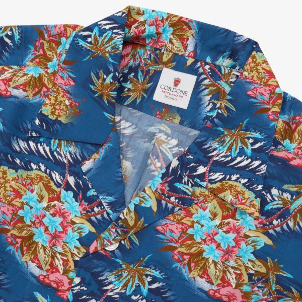 Flower Patterned Open Collar Shirt Sale