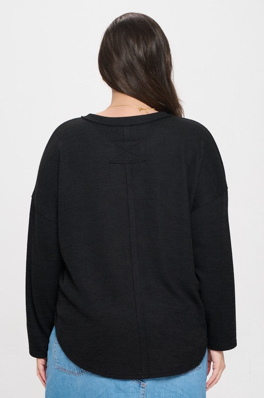 Chill Knit Sweater Top-Black Hot on Sale