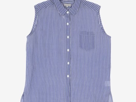 Silk Blend Striped Sleeveless Shirt Online Sale