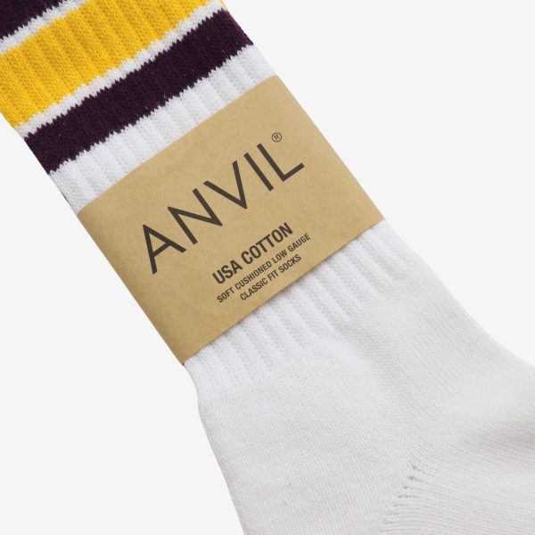 USA Cotton Crew Sock - Purple Yellow Online now