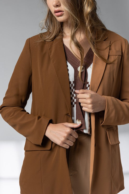 Kai Colorblock Brown Blazer Online Sale