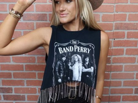 The Band Perry Cropped Rhinestone Fringe Tank Online Hot Sale