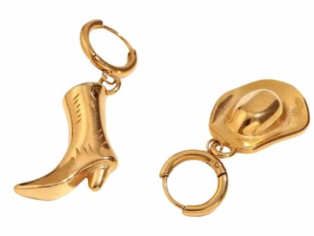 18K Plated Cowboy Boot & Hat Earrings on Sale