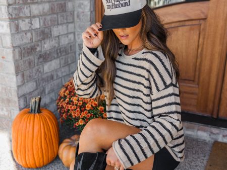 Coastal Stripes Pullover Sweater-Ivory Online Sale