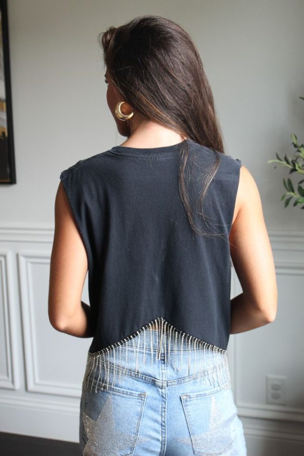 Lady A Cropped Rhinestone Fringe Tank Online now