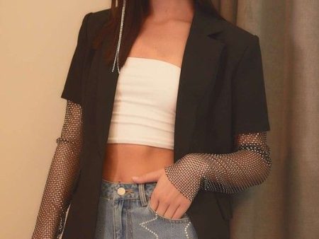 Embellished Fishnet Blazer - Black Online Sale