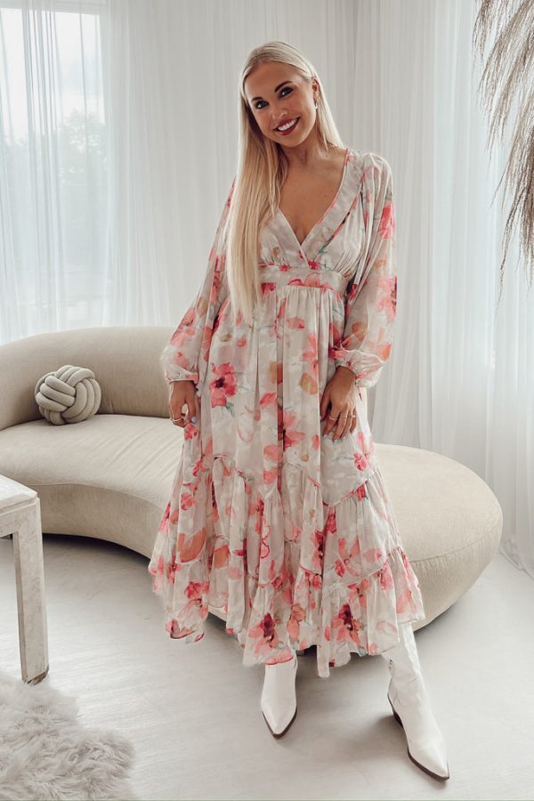 Amelia Long Sleeve Floral Dress For Cheap