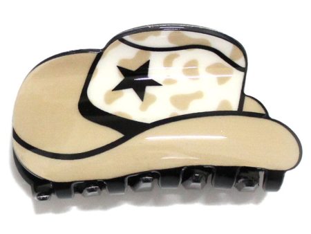 Cowboy Hat Claw Clip- Beige For Sale