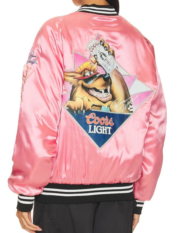 Beer Wolf Time Bomber Jacket - Blush Pink Fashion