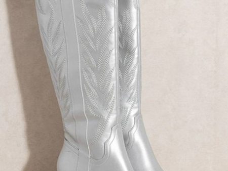 Samara Western Tall Boot- Silver Discount