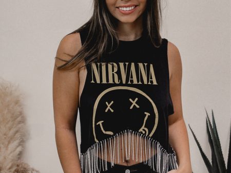 Nirvana Cropped Rhinestone Fringe Tank Online