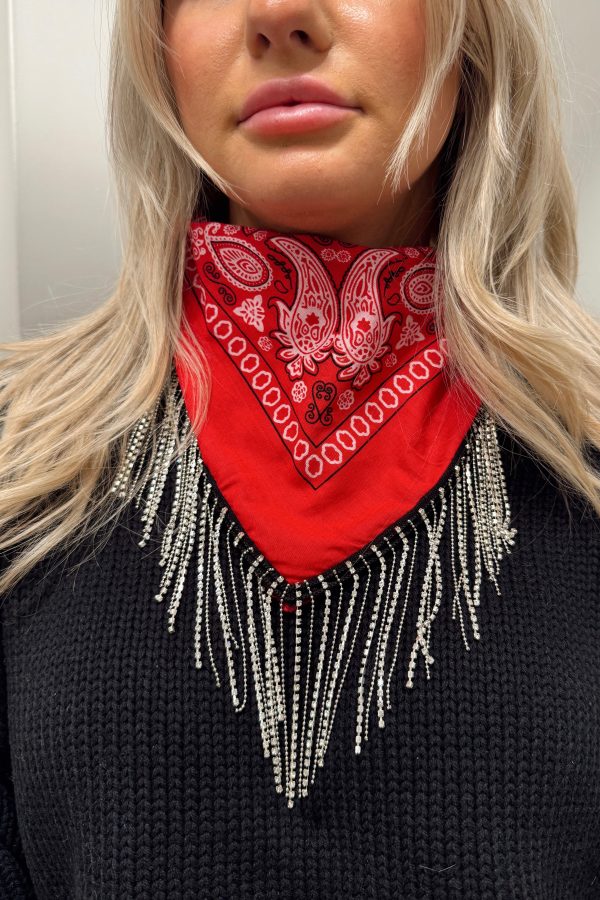 Rhinestone Fringe Bandana Fashion