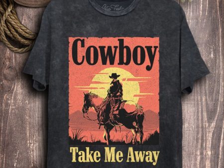 Acid Wash Cowboy Take Me Away Graphic Tee Online Sale