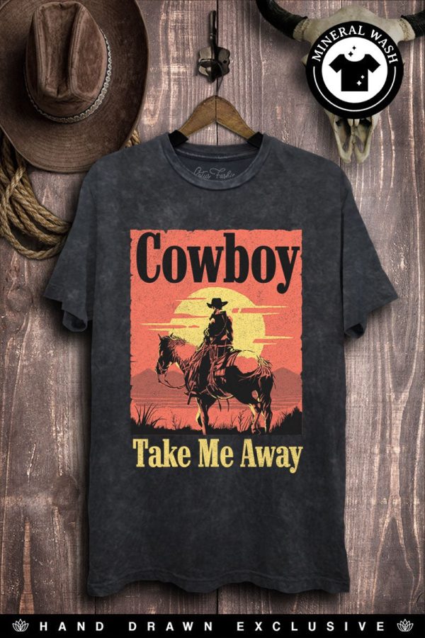 Acid Wash Cowboy Take Me Away Graphic Tee Online Sale