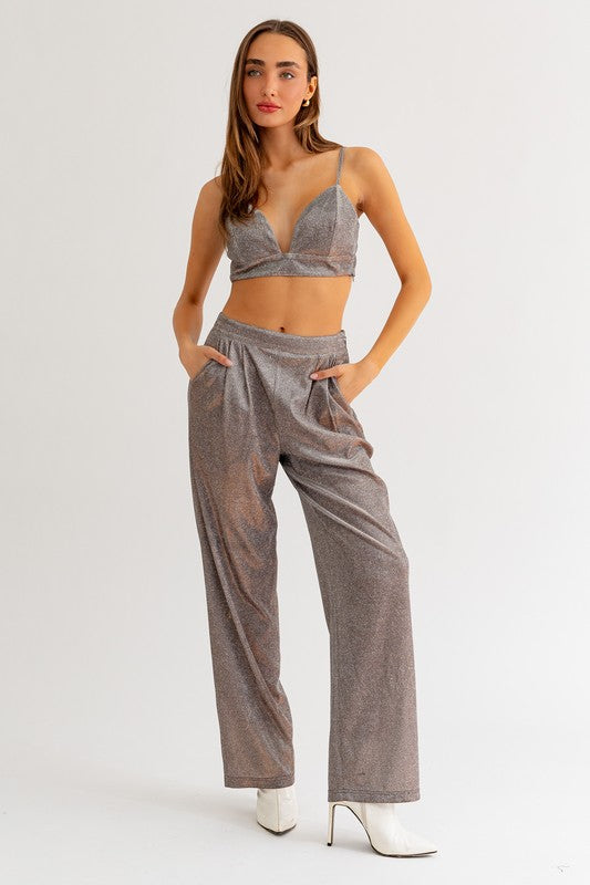 Party Girl Trousers - Tan Silver Sparkle Online