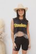 Steelers Cropped Rhinestone Fringe Tank Online now