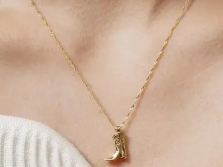 18K Plated Cowboy Boot Necklace Online Sale