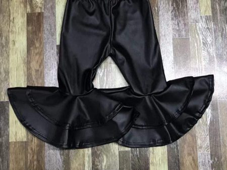 Black Pleather Bell Bottoms For Discount