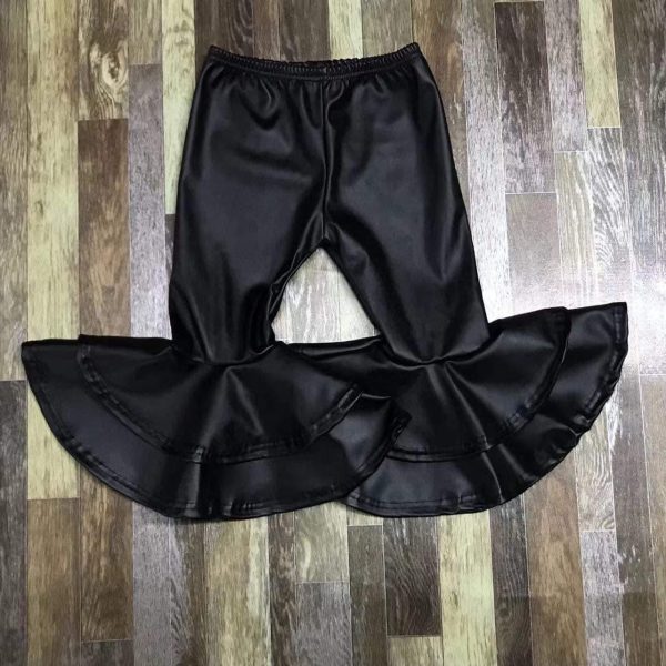 Black Pleather Bell Bottoms For Discount