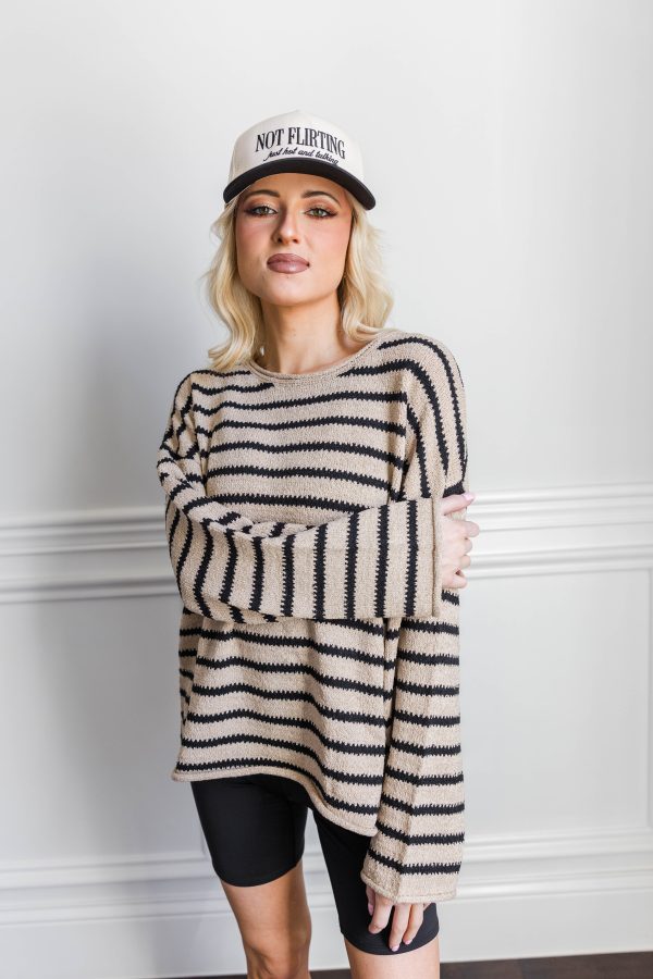 Coastal Stripes Pullover Sweater-Ivory Online Sale