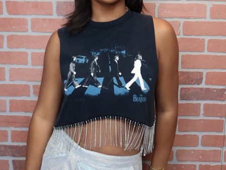 The Beatles Cropped Rhinestone Fringe Tank Supply