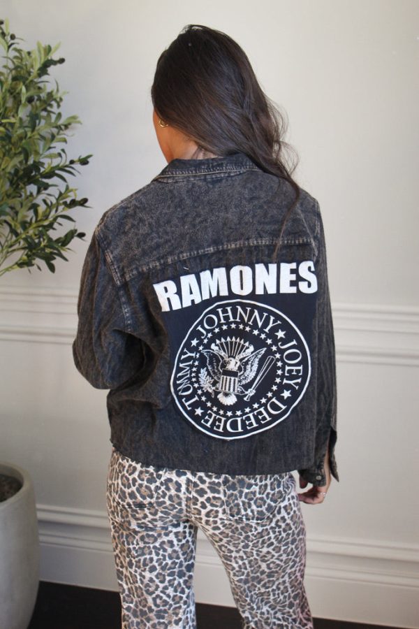 Ramones Acid Wash Cropped Flannel Discount