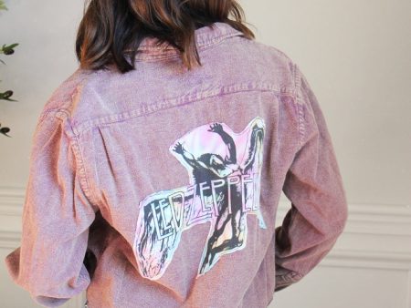 Led Zeppelin Acid Wash Cropped Flannel For Sale