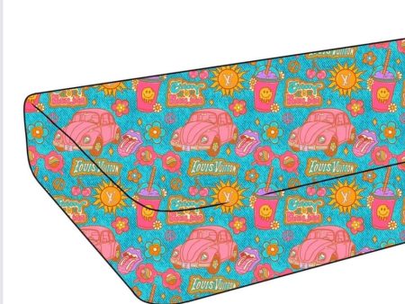 Blue Groovy Crib   Toddler Fitted Sheet For Sale