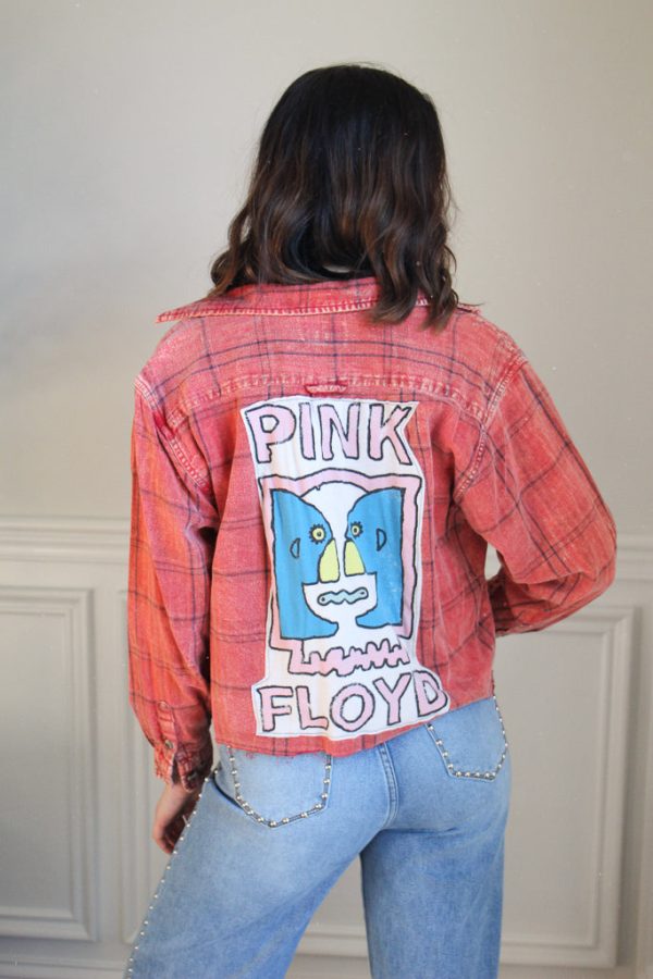 Pink Floyd Acid Wash Cropped Flannel Online Sale