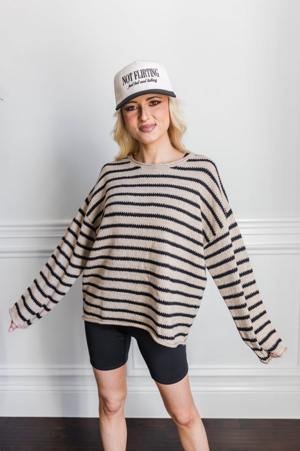 Coastal Stripes Pullover Sweater-Ivory Online Sale