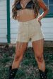 Wild West Rhinestone Fringe Shorts- Tan Cheap