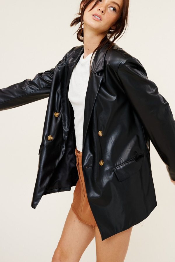 Axel Faux Leather Blazer on Sale