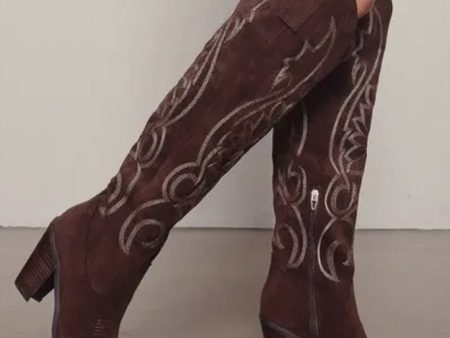 Ivy Western Stitch Boots- Brown Online Sale