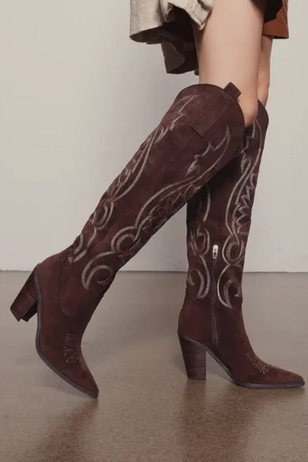 Ivy Western Stitch Boots- Brown Online Sale